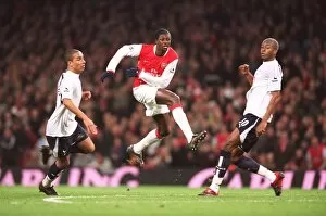 Arsenal v Tottenham Hotspur - Carling Cup 1-2 Final 2nd Leg 2006-07 Gallery: Emmanuel Adebayor (Arsenal) Beniot Assou-Ekotto and Anthony Gardner (Tottenham)