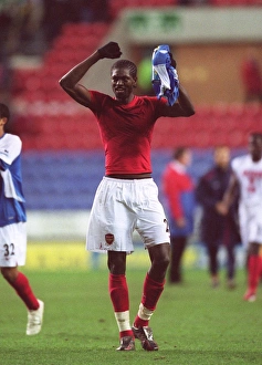 Wigan Athletic v Arsenal 2006-07 Gallery: Emmanuel Adebayor (Arsenal) celebrates at the end of the match