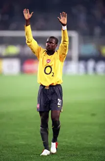 Juventus V Arsenal 2005-6 Prints: Emmanuel Adebayor (Arsenal) celebrates at the final whistle