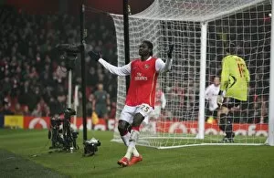 Images Dated 21st February 2008: Emmanuel Adebayor (Arsenal) after his header hits the crossbar