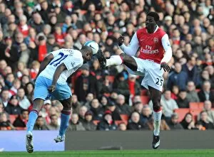 Arsenal v Aston Villa 2007-08 Collection: Emmanuel Adebayor (Arsenal) Isaiah Osbourne (Aston Villa)
