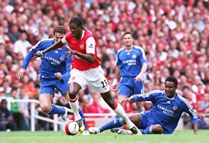 Emmanuel Adebayor (Arsenal) Kahlid Boularhouz and Jon Obe Mikel (Chelsea)