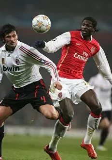 Images Dated 21st February 2008: Emmanuel Adebayor (Arsenal) Kakha Kaladze (AC Milan)
