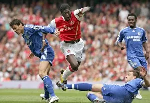Images Dated 6th May 2007: Emmanuel Adebayor (Arsenal) Khalid Boulahrouz and John Terry (Chelsea)