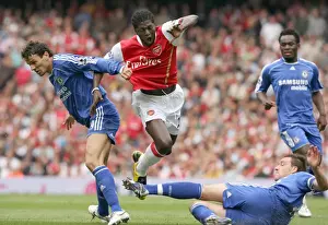 Arsenal V Chelsea 2006-07 Prints: Emmanuel Adebayor (Arsenal) Khalid Boulahrouz and John Terry (Chelsea)