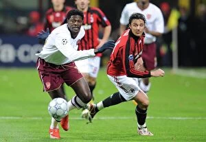Images Dated 5th March 2008: Emmanuel Adebayor (Arsenal) Massimo Oddo (AC Milan)