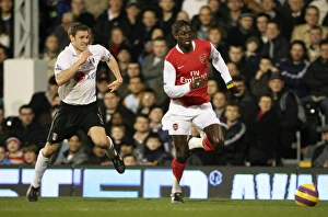 Fulham v Arsenal 2007-8 Gallery: Emmanuel Adebayor (Arsenal) Moritz Volz (Fulham)