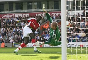 Images Dated 13th September 2008: Emmanuel Adebayor (Arsenal) Paul Robinson (Blackburn)