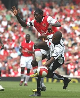 Arsenal v Fulham 2006-07 Collection: Emmanuel Adebayor (Arsenal) Philippe Christanval (Fulham)