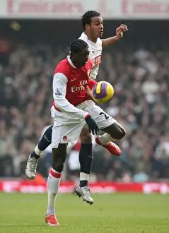 Arsenal V Tottenham 2007-8 Prints: Emmanuel Adebayor (Arsenal) Younes Kaboul (Tottenham)