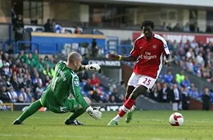 Emmanuel Adebayor breaks past Paul Robinson to score
