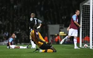 West Ham United v Arsenal 2008-09 Collection: Emmanuel Adebayor celebrates the 1st Arsenal goal