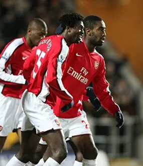 Hull City v Arsenal 2008-9 Collection: Emmanuel Adebayor celebrates scoring the 1st Arsenal