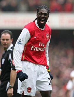 Arsenal v Tottenham 2007-8 Collection: Emmanuel Adebayor celebrates scoring the 1st Arsenal goal