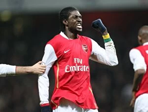 Images Dated 29th January 2008: Emmanuel Adebayor celebrates scoring the 1st Arsenal goal