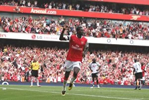 Arsenal v Fulham 2006-07 Collection: Emmanuel Adebayor celebrates scoring the 2nd Arsenal goal