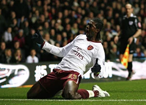 Aston Villa v Arsenal 2007-8 Collection: Emmanuel Adebayor celebrates scoring the 2nd Arsenal goal