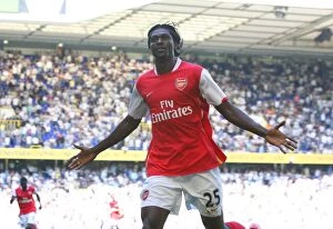 Images Dated 17th September 2007: Emmanuel Adebayor celebrates scoring the 3rd Arsenal goal