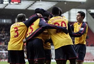 Middlesbrough v Arsenal 2008-09 Collection: Emmanuel Adebayor celebrates scoring Arsenals goal