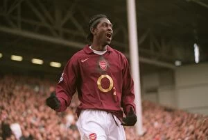 Images Dated 4th March 2006: Emmanuel Adebayor celebrates scoring Arsenals 2nd goal. Fulham 0: 4 Arsenal