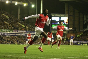 Emmanuel Adebayor celebrates scoring Arsenals 3rd goal