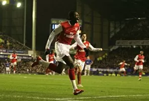 Everton v Arsenal 2007-08 Collection: Emmanuel Adebayor celebrates scoring Arsenals 3rd goal