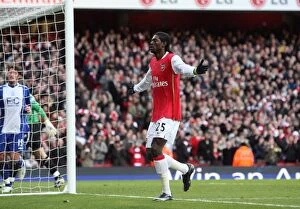 Images Dated 12th January 2008: Emmanuel Adebayor celebrates scoring Arsenals goal