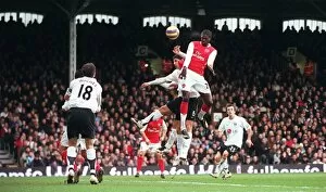 Fulham v Arsenal 2007-8 Gallery: Emmanuel Adebayor scores Arsenals 1st goal under pressure from Dejan Stefanovic