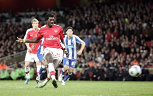 Arsenal V FC Porto 2008-09 Prints: Emmanuel Adebayor scores Arsenals 4th goal his 2nd