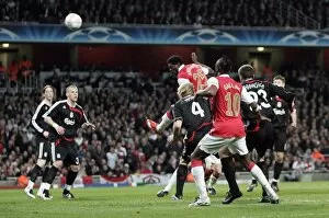 Arsenal v Liverpool Champions League 2007-08 Collection: Emmanuel Adebayor scores Arsenals goal
