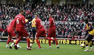 Emmanuel Adebayor scores Arsenals goal beating Robert