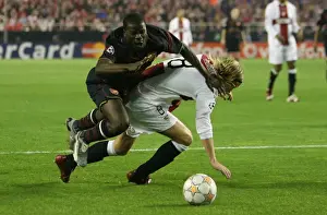 Seville V Arsenal 2007-8 Prints: Emmanuel Eboue (Arsenal) Christian Poulsen (Seville)