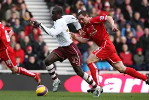 Middlesbrough V Arsenal 2007-8 Prints: Emmanuel Eboue (Arsenal) Emanuel Pogatetz (Middlesbrough)