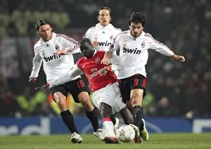 Images Dated 21st February 2008: Emmanuel Eboue (Arsenal) Gennaro Gattuso and Marek Jankulovski (AC Milan)