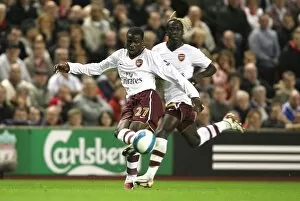 Liverpool v Arsenal 2007-8 Collection: Emmanuel Eboue and Bacary Sagna (Arsenal)