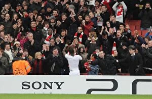 Images Dated 9th March 2010: Emmanuel Eboue celebrates with the Arsenal fans after the match. Arsenal 5: 0 FC Porto
