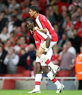 Arsenal V FC Twente 2008-09 Prints: Emmanuel Eboue congratulates Denilson on setting up