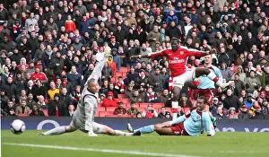 Arsenal V Burnley FA Cup 2008-9 Prints: Emmanuel Eboue shoots past Burnley goalkeeper Brian