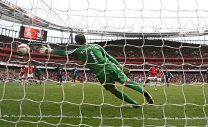 Arsenal V Blackburn Rovers 2008-9 Prints: Emmanuel Eboue shoots past Paul Robinson from the penalty