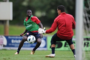 Emmanuel Eboue and Vito Mannone (Arsenal). Arsenal Training Camp, Bad Waltersdorf Emmanuel Eboue and Vito Mannone (Arsenal). Arsenal Training Camp, Bad Waltersdorf