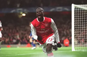 Emmanuel Eboue's Exultant Moment: Arsenal's 2nd Goal vs Hamburg in Champions League Group G (3:1), Emirates Stadium, London, 21/11/06
