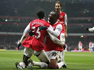 Arsenal V Blackburn Rovers 2007-8 Prints: Emmauel Adebayor celebrates scoring the 2nd Arsenal goal with William Gallas