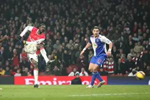 Arsenal V Blackburn Rovers 2007-8 Prints: Emmauel Adebayor shoot past Brad Friedel to score the 2nd Arsenal goal
