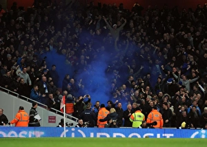 Everton fans let off a blue flare. Arsenal 1:1 Everton. Barclays Premier League Everton fans let off a blue flare. Arsenal 1:1 Everton. Barclays Premier League