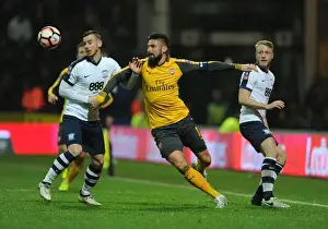 Preston North End V Arsenal - FA Cup - 2017 Prints: FA Cup Battle: Olivier Giroud vs Preston North End Defenders