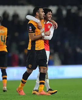 15/16 Hull City V Arsenal FA Cup Prints: FA Cup Rivalry: A Sportsmanlike Moment Between Mohamed Elneny and Ahmed Elmohamady (Hull City vs Arsenal)