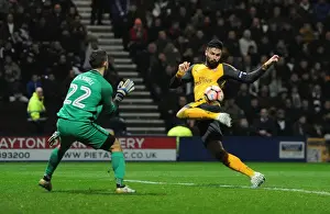 Preston North End V Arsenal - FA Cup - 2017 Prints: FA Cup Third Round: Olivier Giroud Faces Off Against Preston's Chris Maxwell