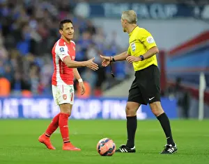 Reading V Arsenal FA Cup Semi Final 2014/15 Prints: FA Cup Semi-Final Handshake: Alexis Sanchez and Martin Atkinson (Arsenal vs)