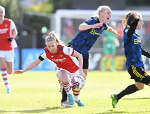 Arsenal Women V Manchester United Women 2021-22 Prints: FA WSL Showdown: Arsenal Women vs Manchester United Women - Mead Tripped by Thorisdottir: A Pivotal Moment in the Match