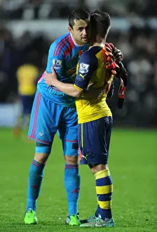 Swansea V Arsenal 2014-15 Prints: Fabianski and Wilshere: A Meeting of Rivals on the Swansea Field (Swansea v Arsenal 2014-15)